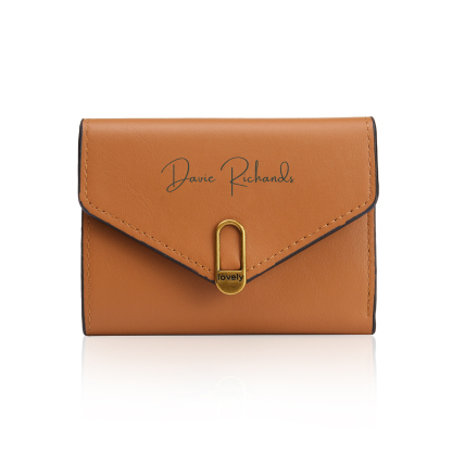 Portafoglio in PU pelle con 1 testo e 1 foto personalizzati per donna