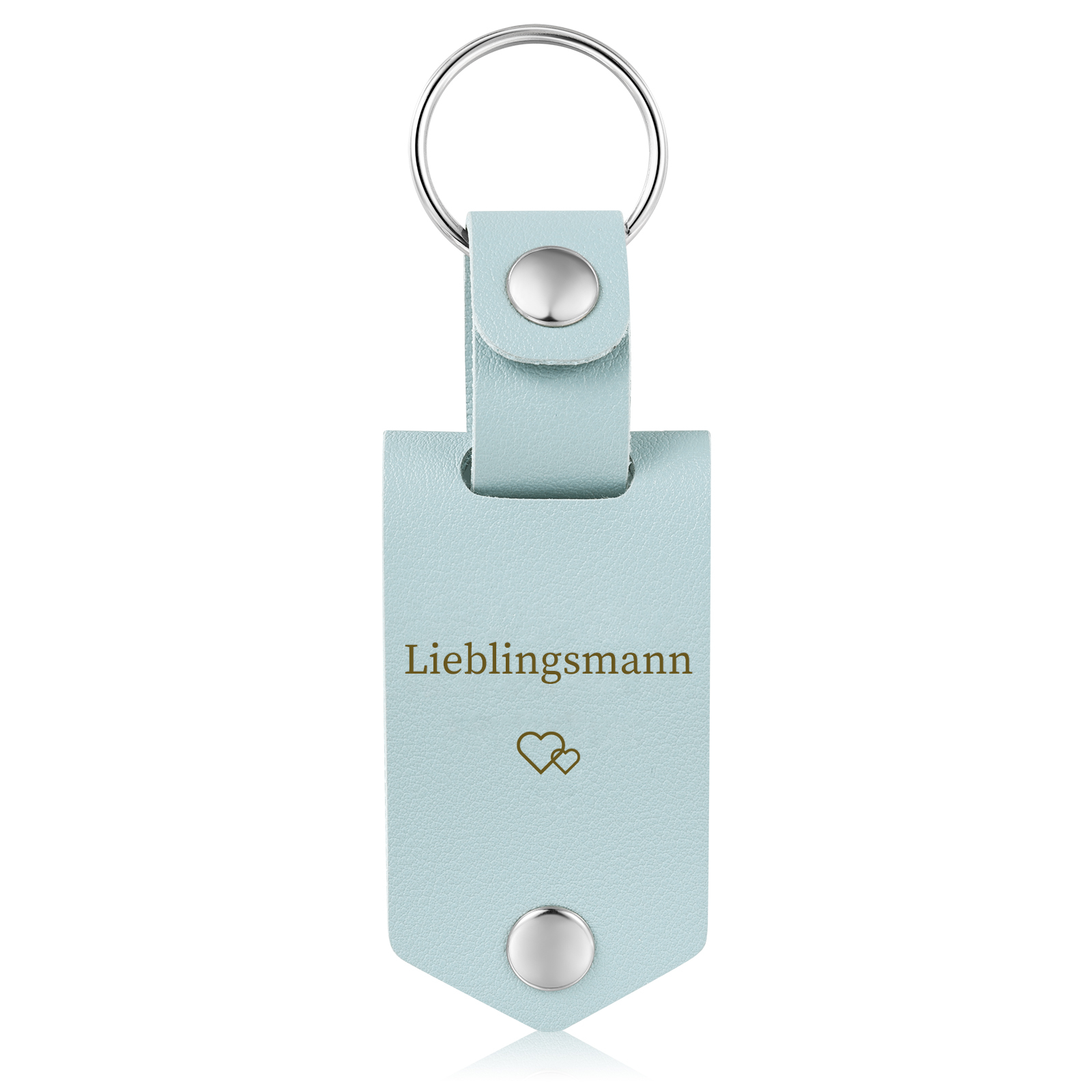 Portachiavi azzurro in Pelle 1 foto e 2 testi personalizzati per mamma