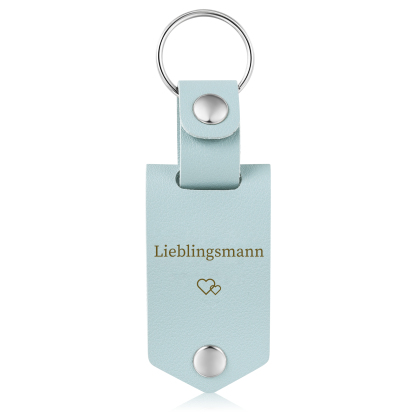 Portachiavi azzurro in Pelle 1 foto e 2 testi personalizzati per mamma