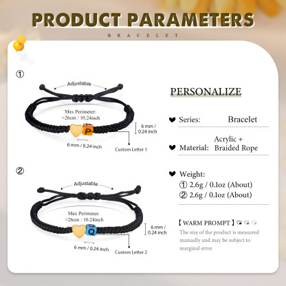2PCS Braccialetto con perline di 2 lettere personalizzato regalo per scuola