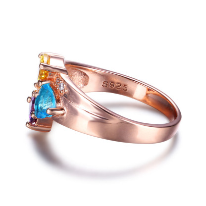 Anello 3 nomi con 3 pietre di nascita in argento 925