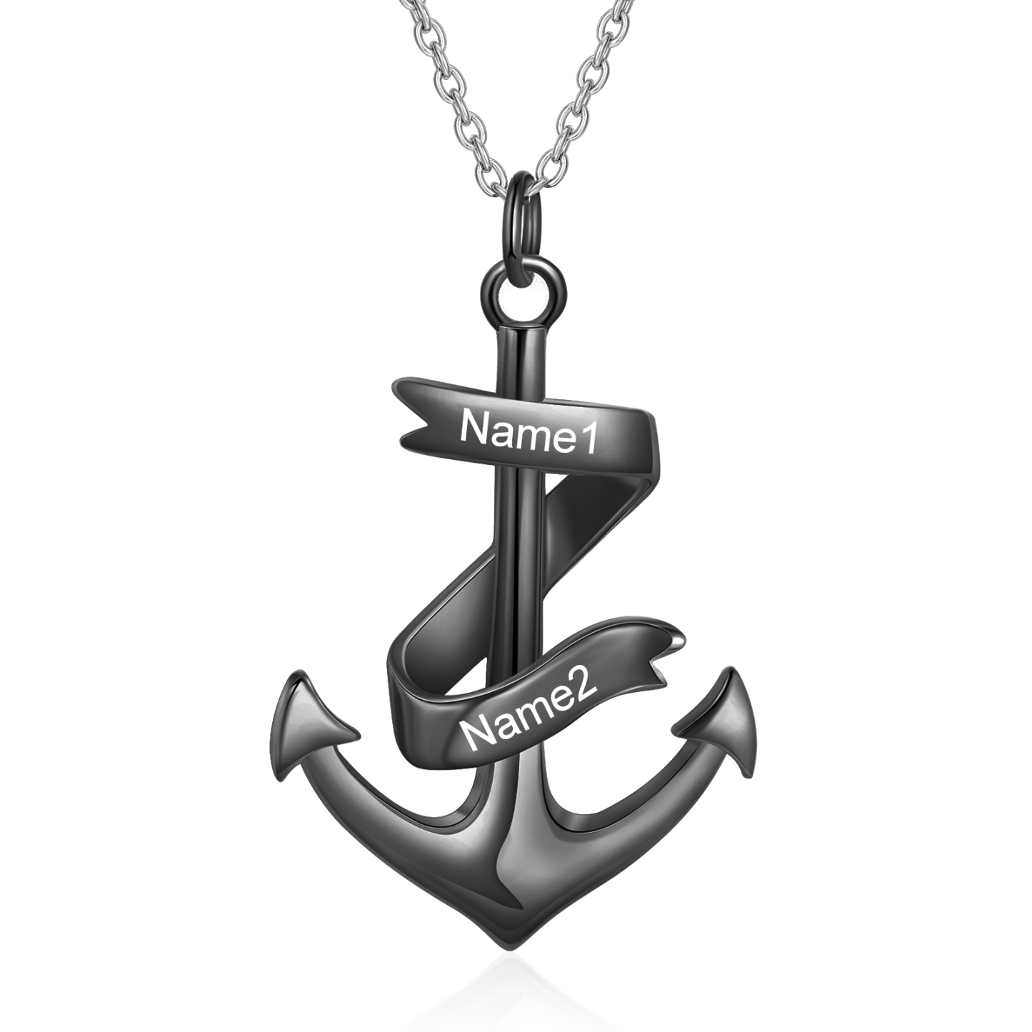 A MIO FIGLIO - Collana ancora nautica Ciondolo ancora pirata con 2 nomi personalizzati | Jessemade