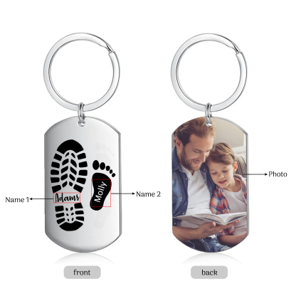 Portachiavi Personalizzato per Uomo – Incisione di 2 Nomi & Foto – Regalo Speciale per Papà/Nonno | Jessemade