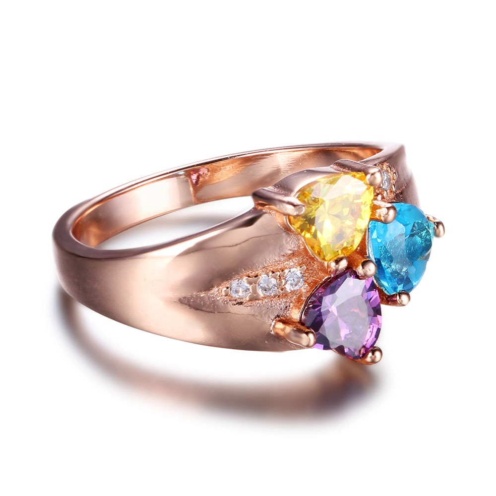 Anello 3 nomi con 3 pietre di nascita in argento 925