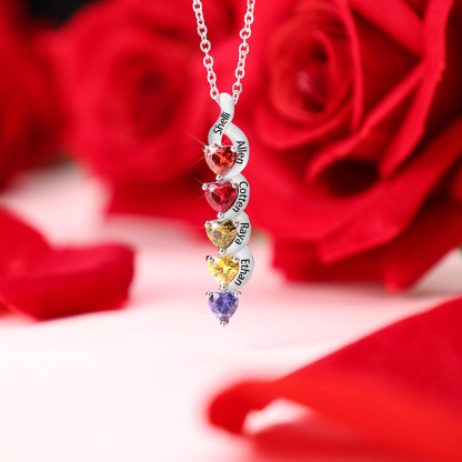 5 Names-Personalized Birthstone & 5 Names Necklace & Bracelet set Special Gift Set With Rose Gift Box Christmas gift for Women | Jessemade