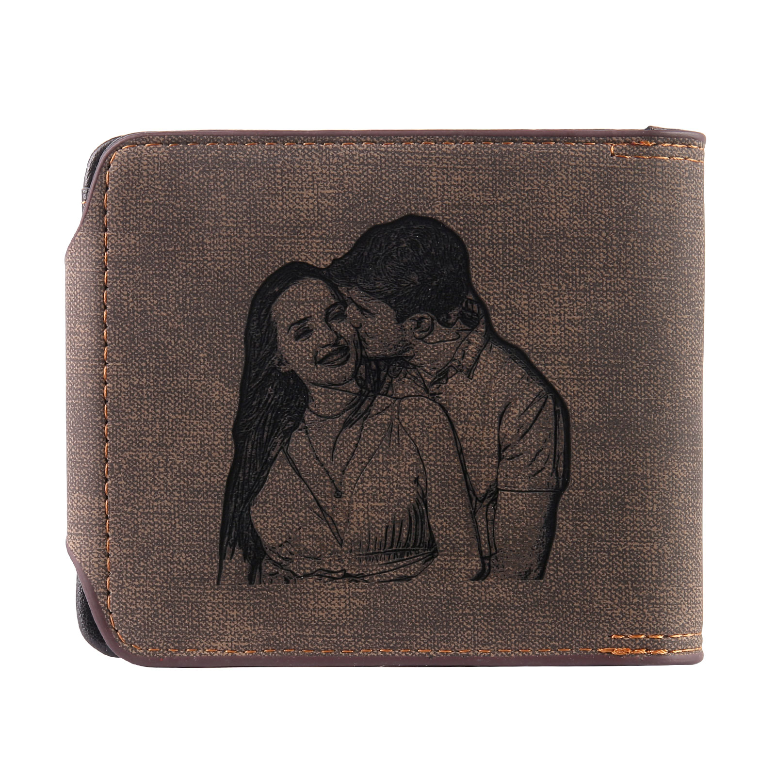 Portafoglio in PU pelle da uomo 1 nome 1 lettera e 1 foto personalizzabili regalo per uomo