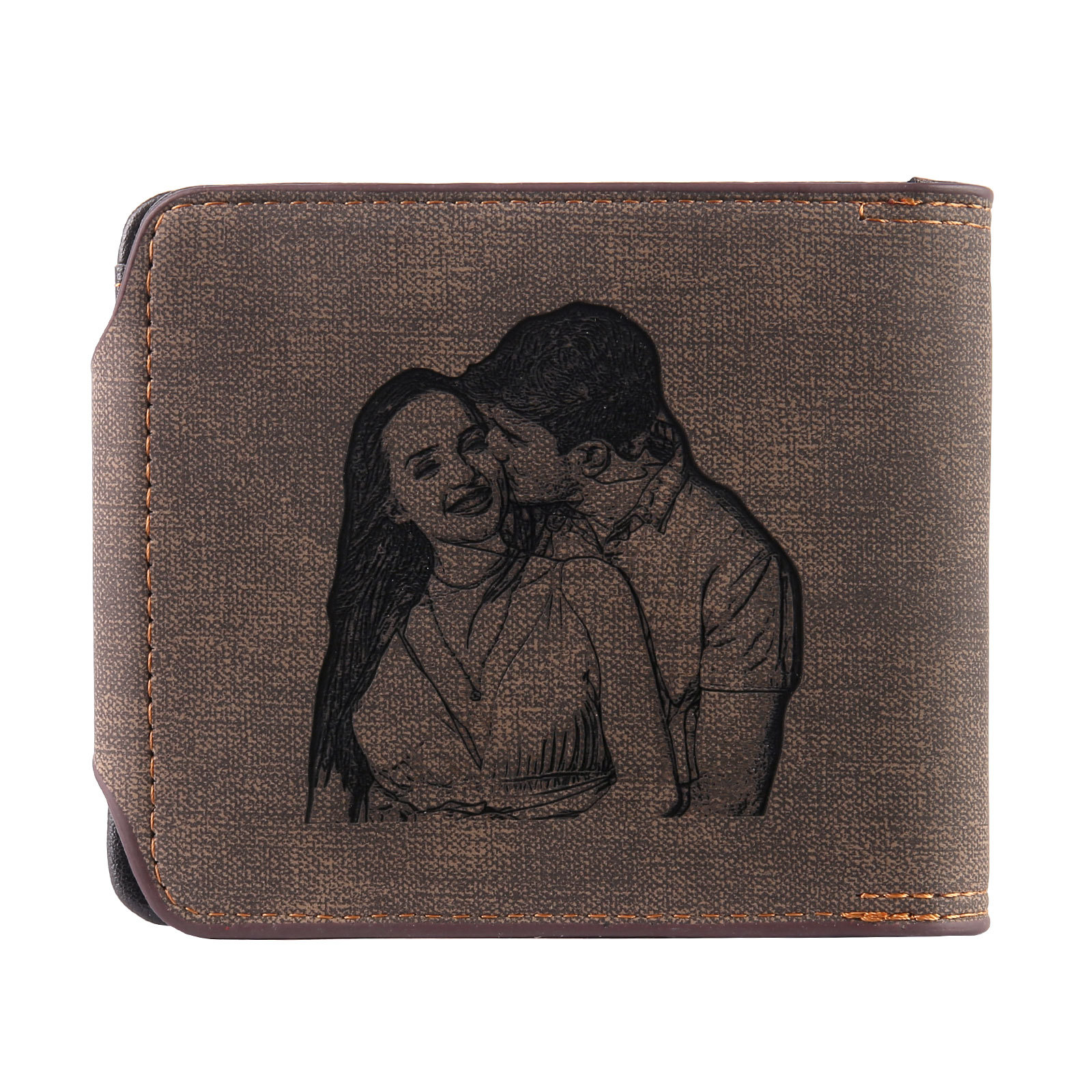 Portafoglio in PU pelle da uomo 1 nome 1 lettera e 1 foto personalizzabili regalo per uomo