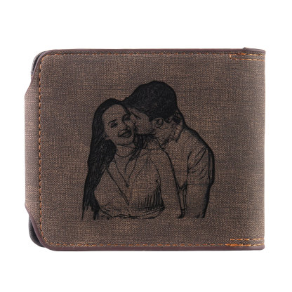 Portafoglio in PU pelle da uomo 1 nome 1 lettera e 1 foto personalizzabili regalo per uomo