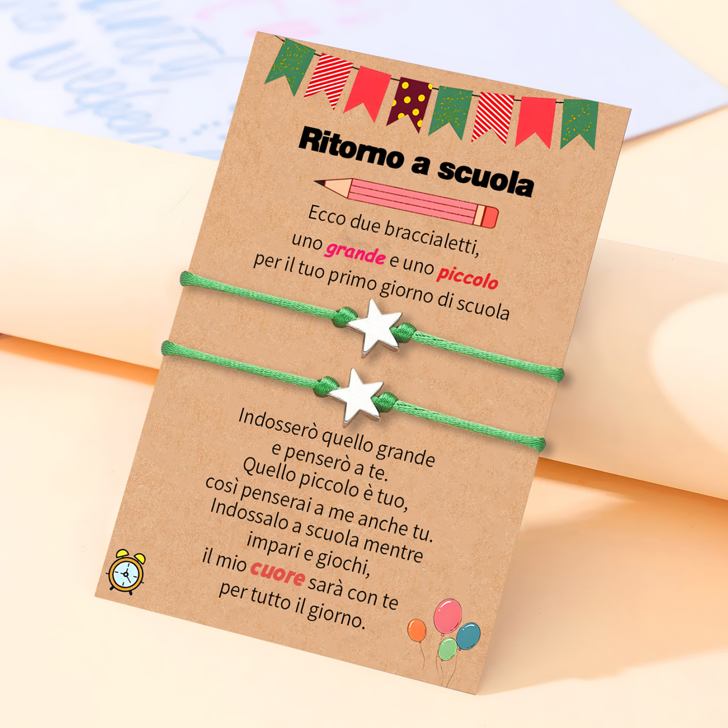 2PCS Braccialetto stella regorabile regalo per bambina con carta