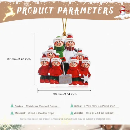 Bianco Natale mille candele... Ornamenti familiari ciondolo per albero di Natale 8 nomi personalizzati