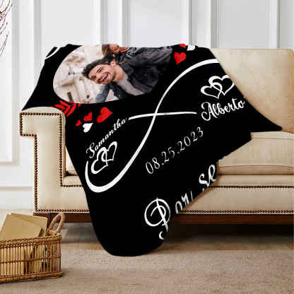 Coperta di Coppia Personalizzata con 1 Foto, 2 Nomi e 1 Data | Regali di San Valentino | Jessemade