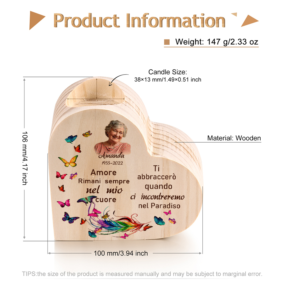 Amanda ti abbraccio Candeliere commemorativo regalo personalizzato messa memoria grazia