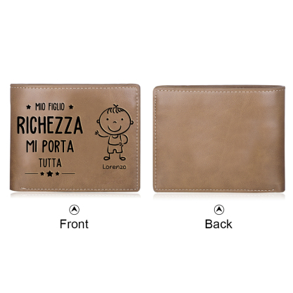 Portafoglio PU Leather da uomo regalo per padre personalizzato 1 nome riunione della famiglia 