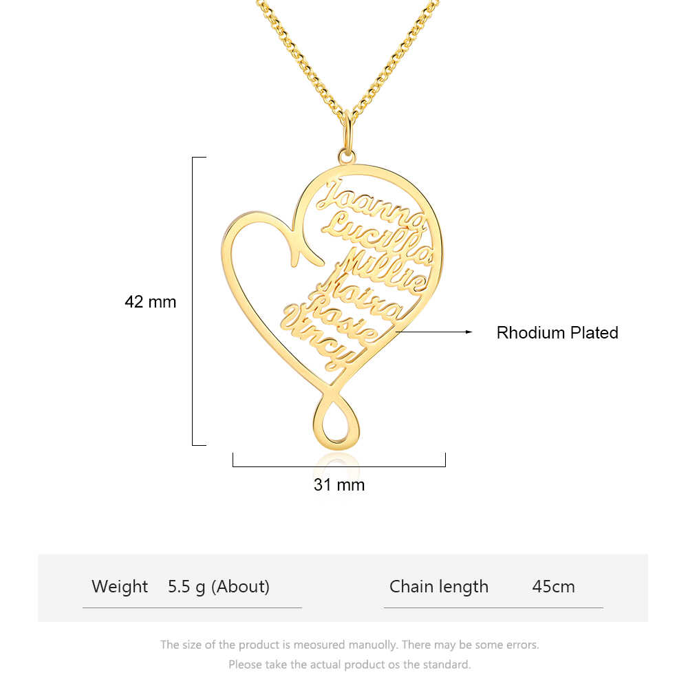 Nome Collana cuore 6 nomi personalizzato regalo per donna