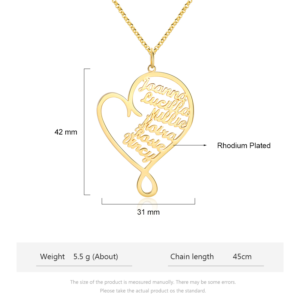 Nome Collana cuore 6 nomi personalizzato regalo per donna