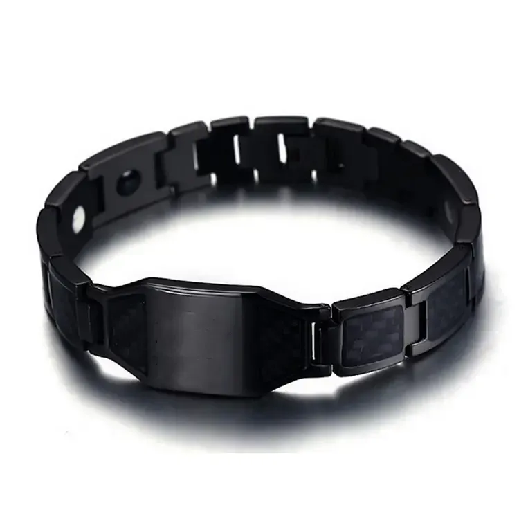 Braccialetto da uomo magnetico in acciaio titanio 1 nome personalizzato per papà marito nonno 