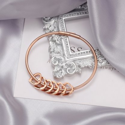Braccialetto con 2 nomi personalizzati e 2 ciondoli di cuore per donna