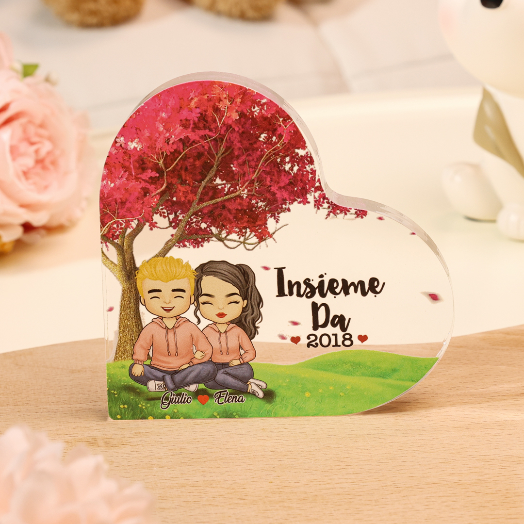 Insieme da-Deco acrilico cuore per coppia 2 nomi e 1 anno personalizzabili