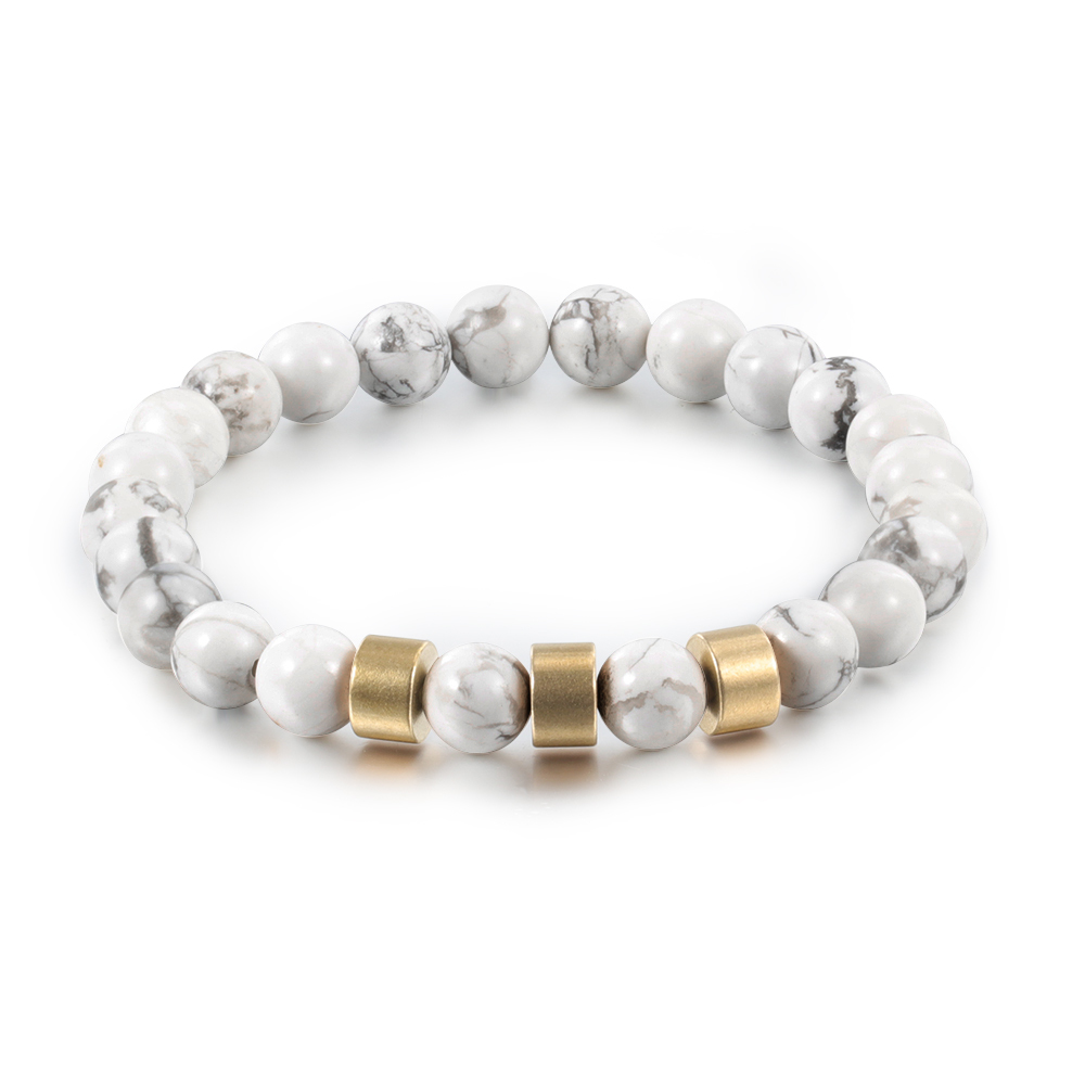 Braccialetto 3 nomi braccialetto personalizzato in howlite bianco