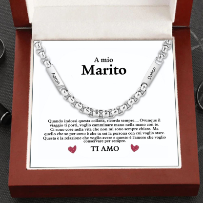 Collana acciaio inox 2 nomi personalizzati per mio marito
