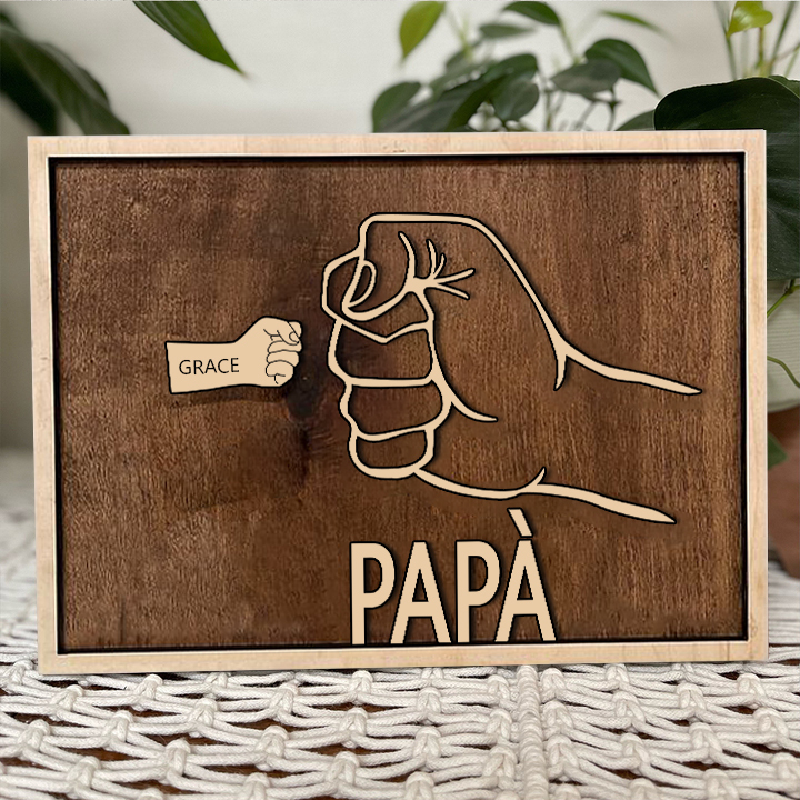 Targa di legno pugno a pugno 1 nome personalizzabile regalo per papà