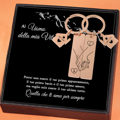 A Mio Uomo-Portachiavi personalizzabile con 2 lettere e date dolce casa 🏠 | Jessemade