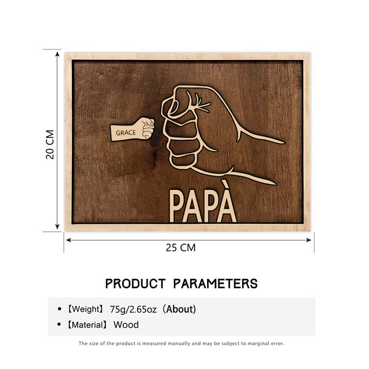 Targa di legno pugno a pugno 1 nome personalizzabile regalo per papà