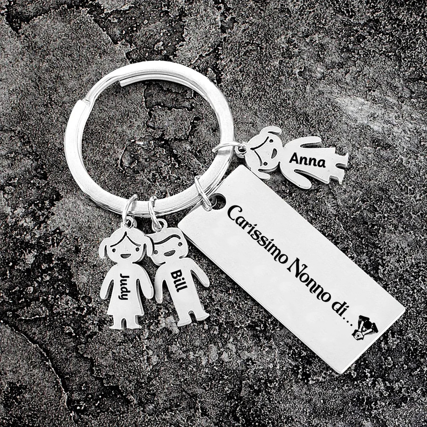 Portachiavi con ciondolo bambino 3 nomi personalizzati regalo per nonno festa dei nonni