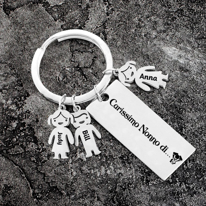 Portachiavi con ciondolo bambino 3 nomi personalizzati regalo per nonno festa dei nonni