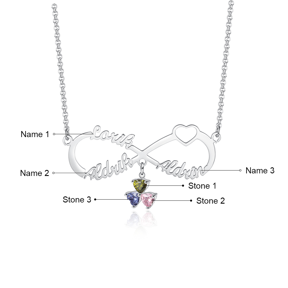 Collana Forever love infinito 3 nomi 3 pietre per lei