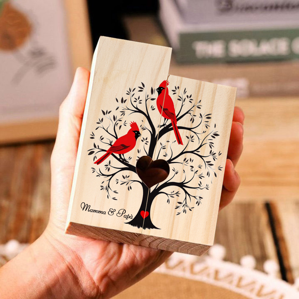 Candeliere candela cardinale e albero commemorativo 2 nomi personalizzabili