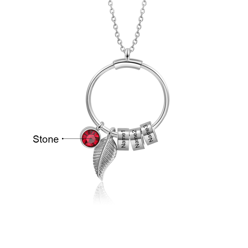 Collana con ciondolo 3 cerchi e pietra di nascita
