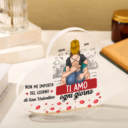 Targa in acrilico a forma di cuore personalizzata Ti amo ogni giorno Regalo di San Valentino per coppia