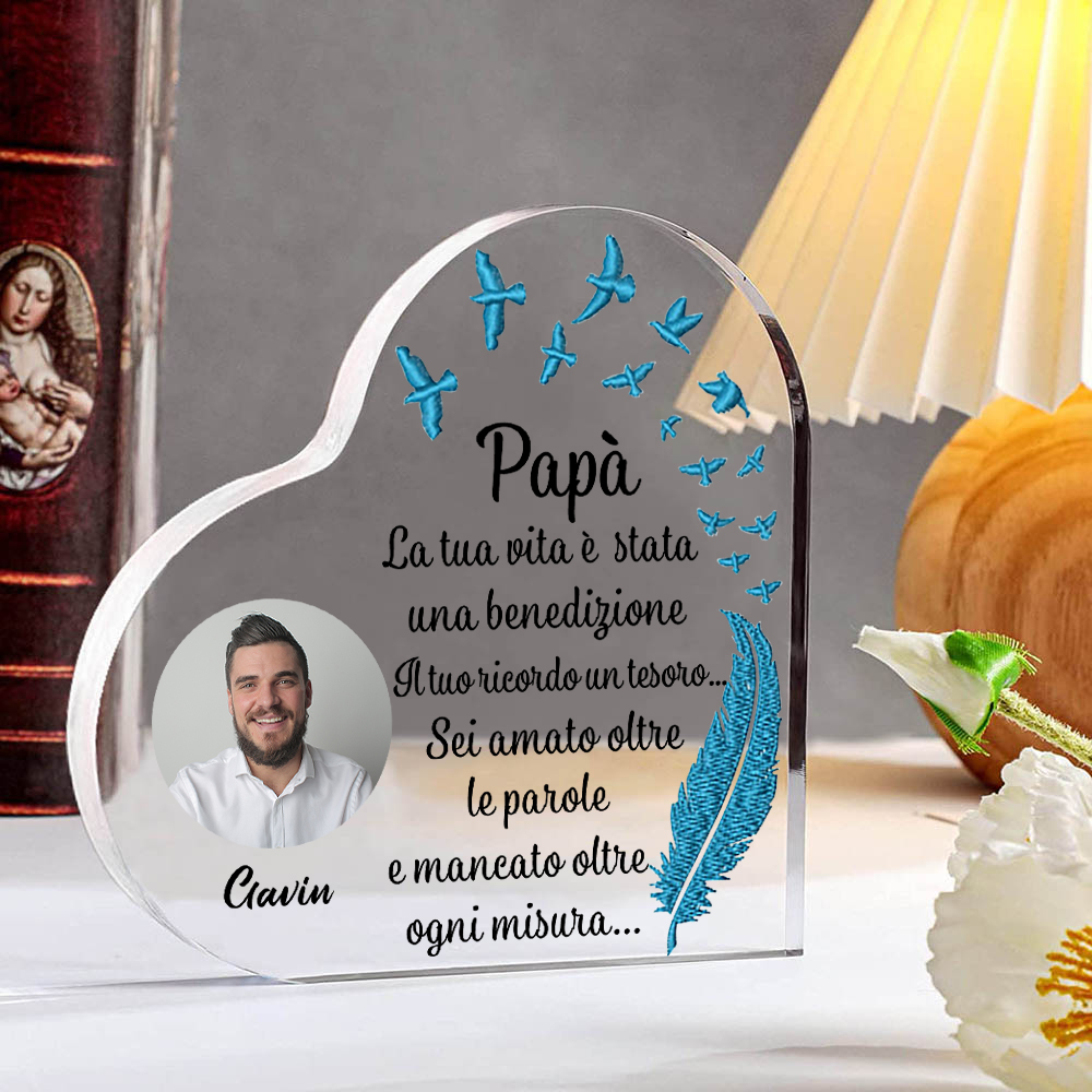 Per Papà-Decorazione acrilica commemorativa 1 nome e foto personalizzabile