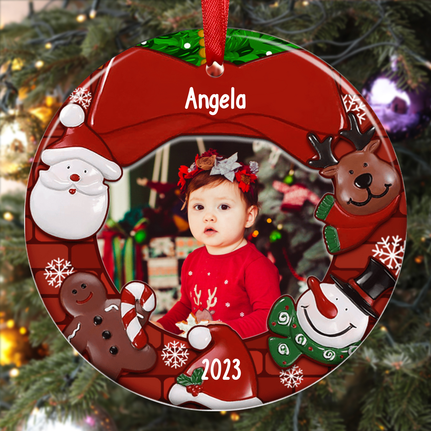 Cornice natalizio di legno per bambino neo-nato/a foto e nome personalizzabile