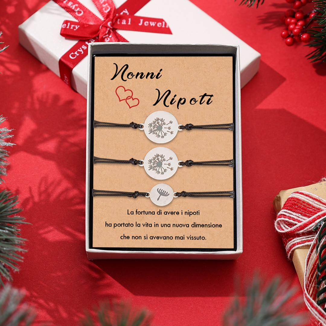 La fortuna di avere i nipoti ∞ 3 braccialetti tarassaco e ali gruppi per nonni e nipote regalo per famiglia