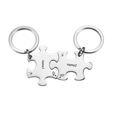 Portachiavi Puzzle Laurea con 2 nomi e 2 testi personalizzati regalo di laurea