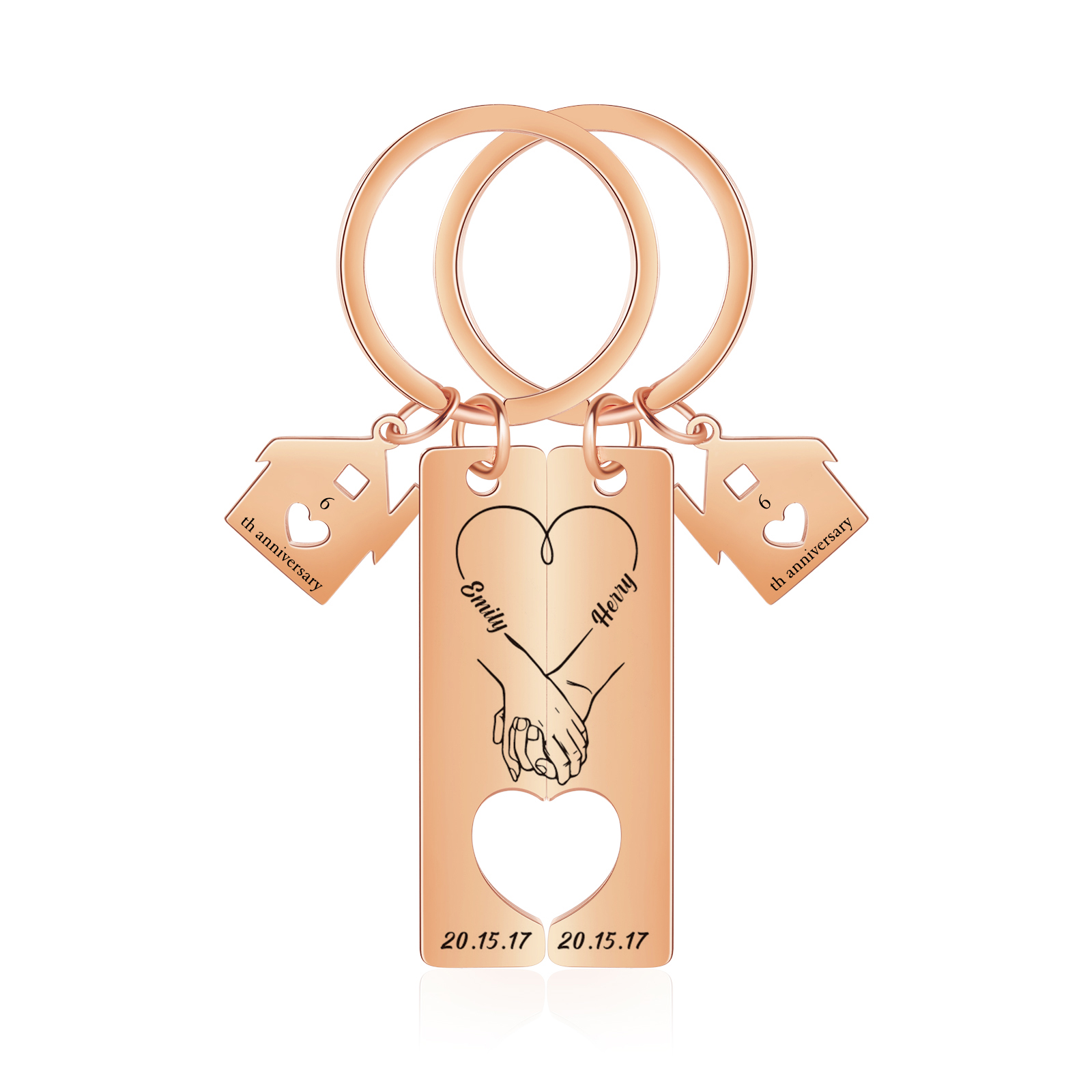 Insieme Per Sempre Portachiavi Per Coppia 2 nomi & data personalizzabili