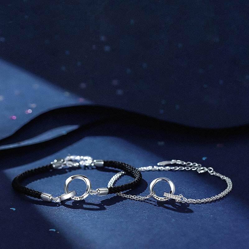 Festa della Mamma Braccialetto colore argento/nero per coppia/donna/uomo