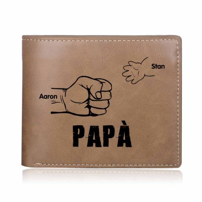 Portafoglio in Pelle PU pugno mano regalo per papà personalizzati 2 nomi