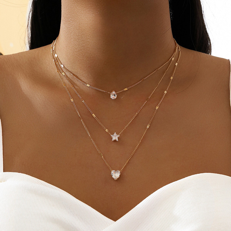 Collana a tre strati in metallo Eleganza raffinata per donne e ragazze