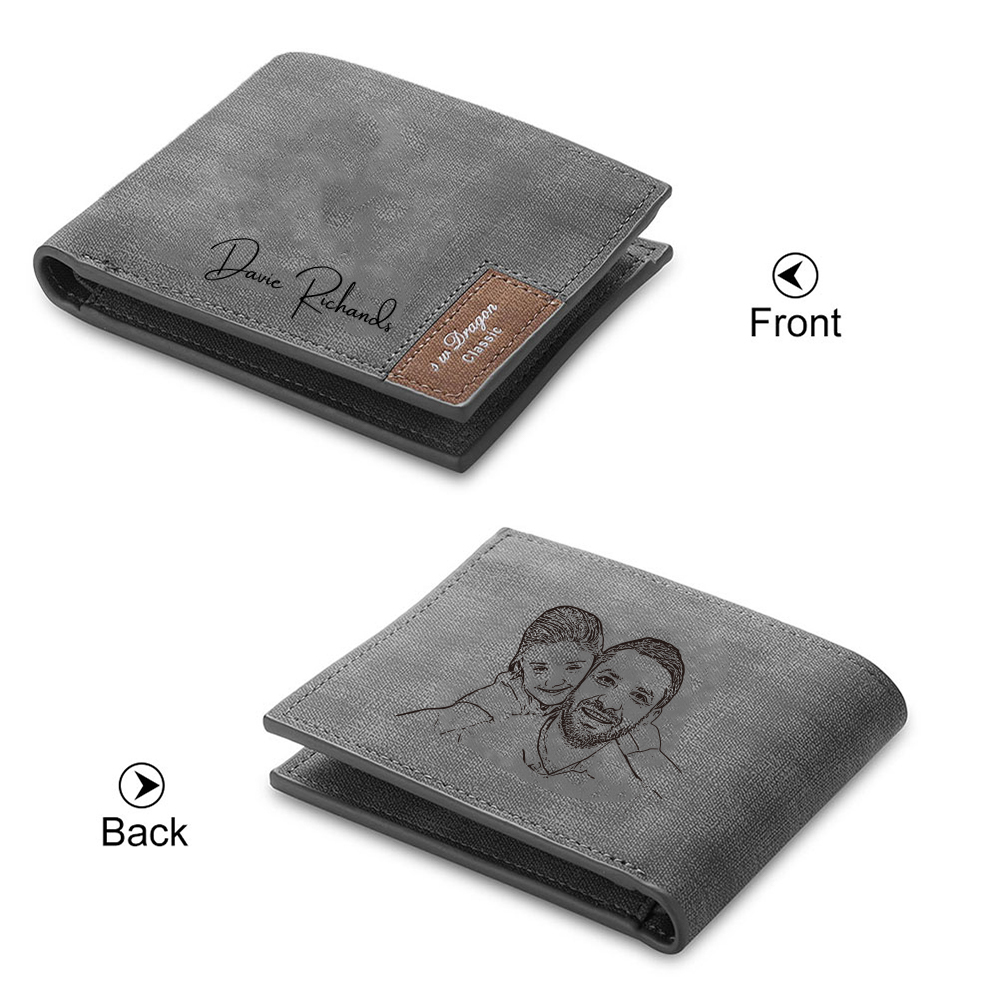 Portafoglio da uomo con 1 nome e 1 foto di linea personalizzabili regalo per uomo | Jessemade