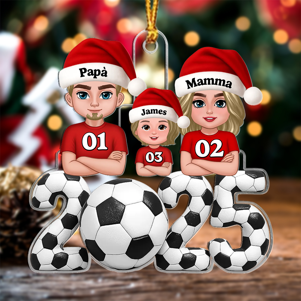 Decorazione Albero di Natale Personalizzata 2025 Famiglia Calcio
