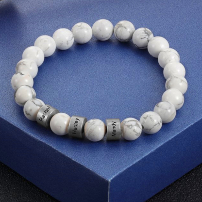 Braccialetto 3 nomi braccialetto personalizzato in howlite bianco