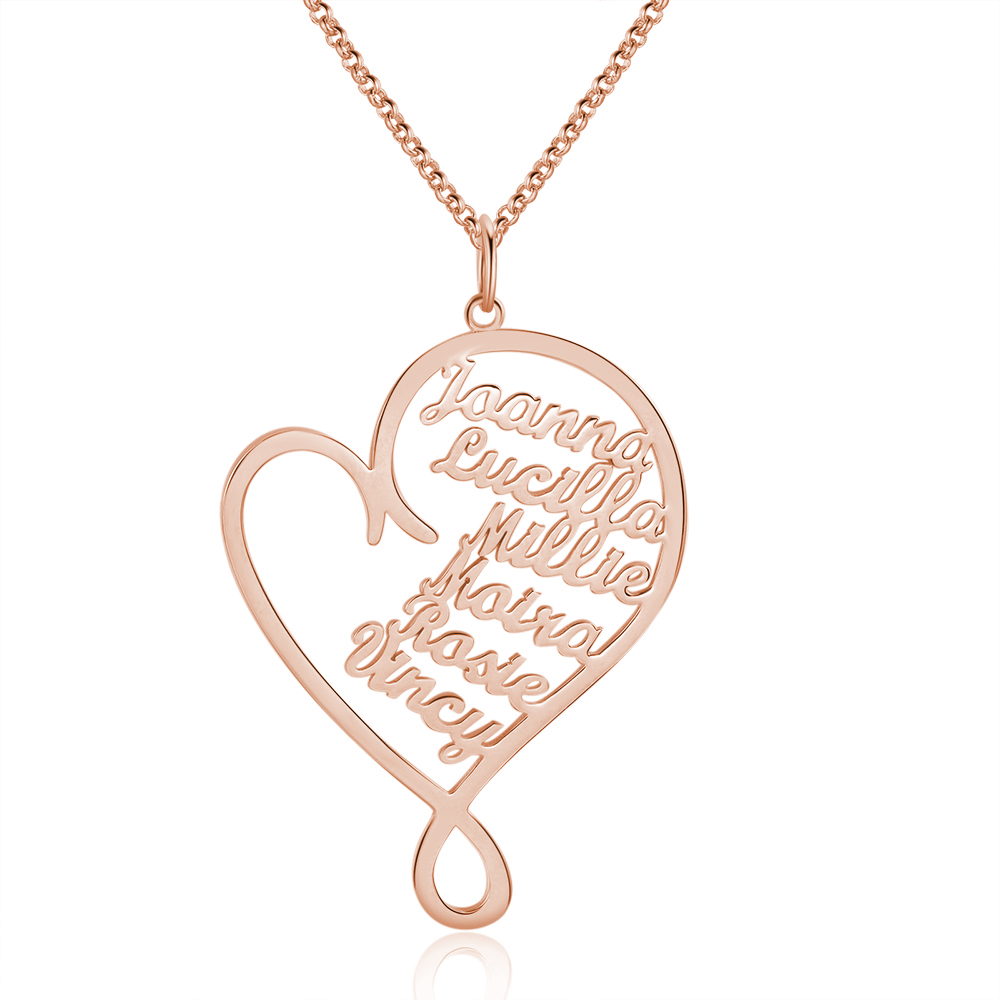 Nome Collana cuore 6 nomi personalizzato regalo per donna