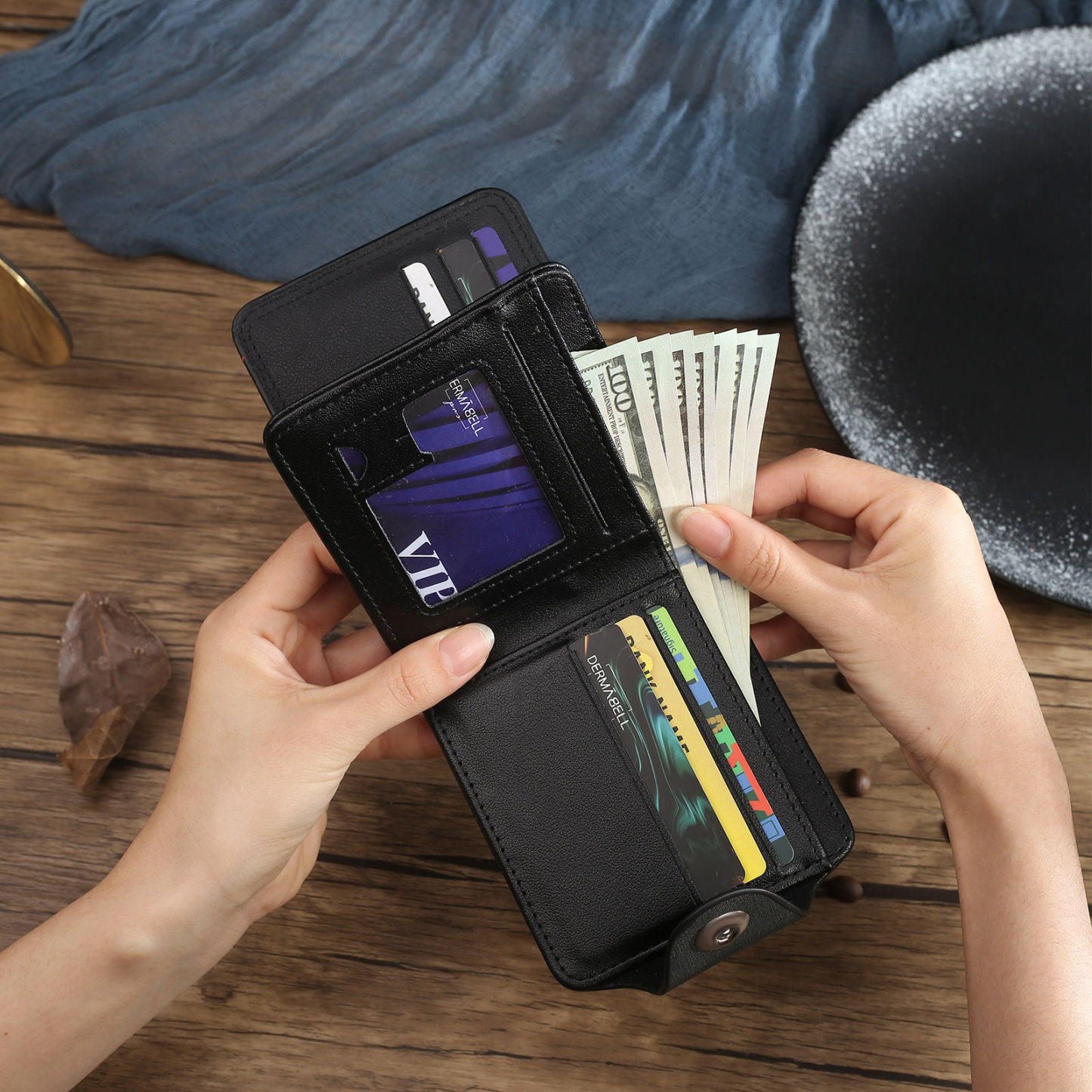 Portafoglio in PU pelle da uomo 1 nome 1 lettera e 1 foto personalizzabili regalo per uomo