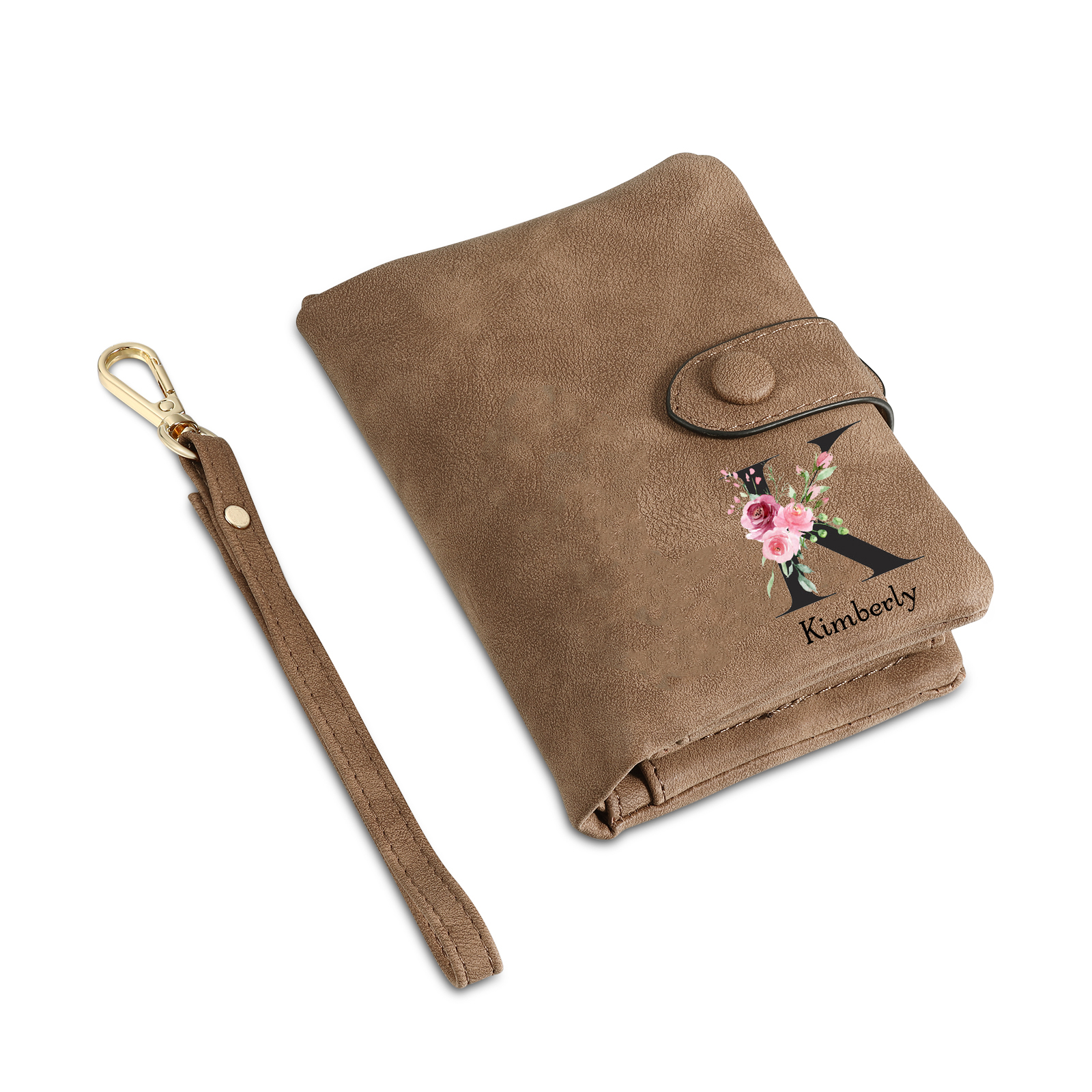 Portafoglio mano nella mano in PU pelle con 7 nomi & 1 testo & 1 lettera personalizzati per mamma