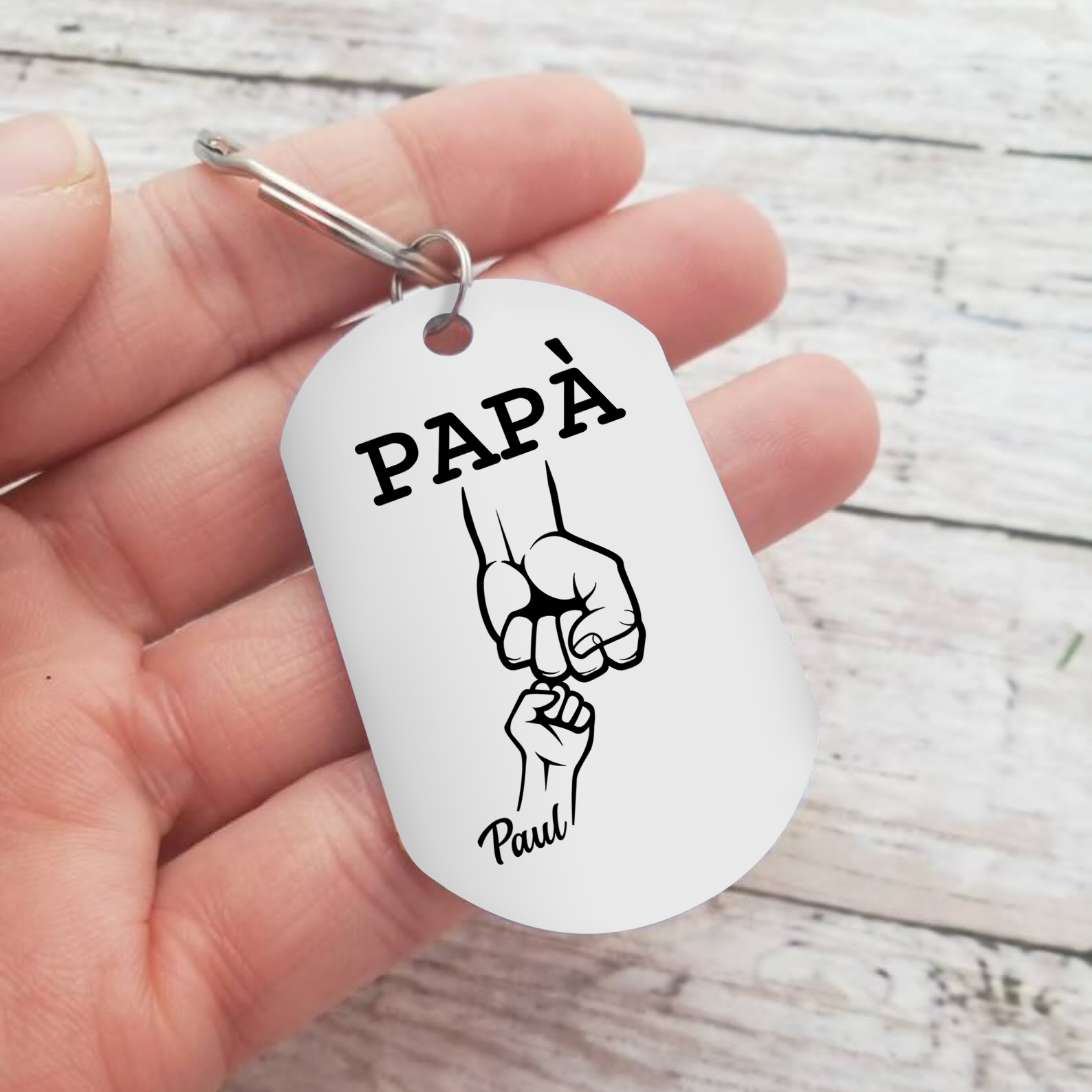Non dimenticare mai che ti amo-Pugno a pugno Portachiavi 1 nome personalizzato regalo per papà