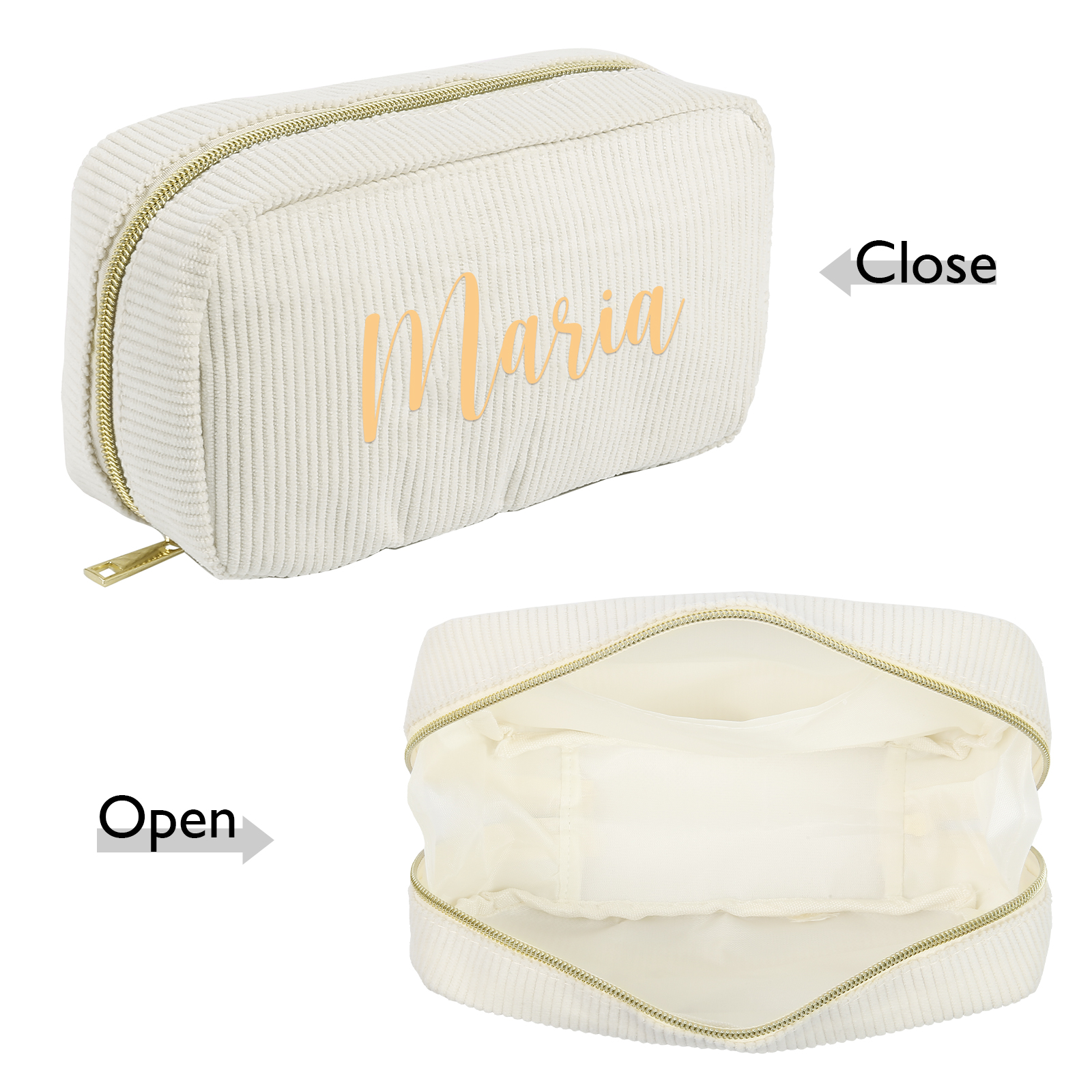 Borsa per cosmetici in velluto a coste per donna 1 nome personalizzato regalo per donna