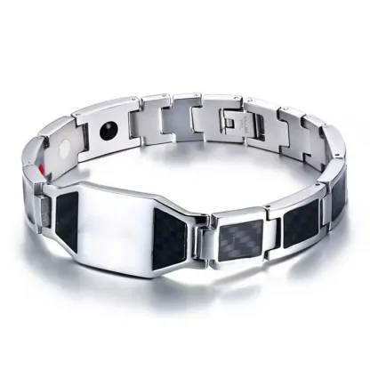 Braccialetto da uomo magnetico in acciaio titanio 1 nome personalizzato per papà marito nonno 